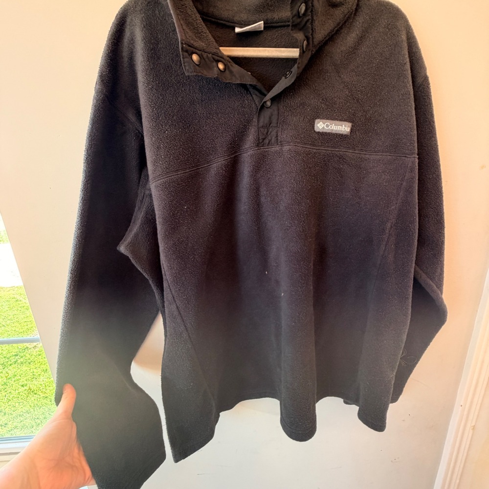 Columbia Fleece Pullover Men XXL Black Snap Neck Gorpcore Layering Outdoors